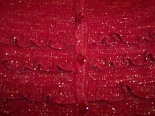 Crazy 8 Gymboree Red Gold Metallic Sparkle Glittery Cardigan Sweater 3 