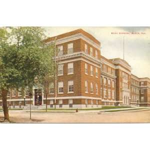   1910 Vintage Postcard   High School   Elgin Illinois 