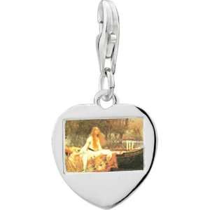   Silver The Lady Of Shallot Photo Heart Frame Charm Pugster Jewelry