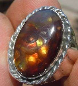   Sterling Silver Jewelry 12.61 ct Fire Agate Gemstone Ring size 11 1/2