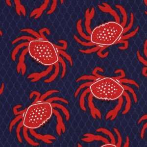   Catch of the Day Crab Navy Fabric Yardage Arts, Crafts & Sewing