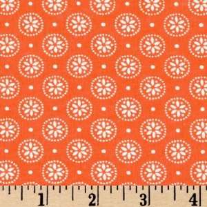 45 Wide Cotton Jersey Knit Floral Circles Orange Fabric 