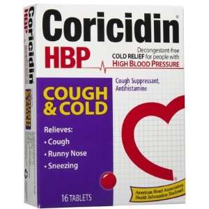  Coricidin HBP Cough & Cold Tablets 16 ct. (Quantity of 5 