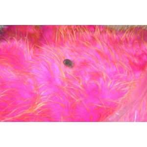    Wild Pink Tipped Fake Fur Fabric Material 2 Yards