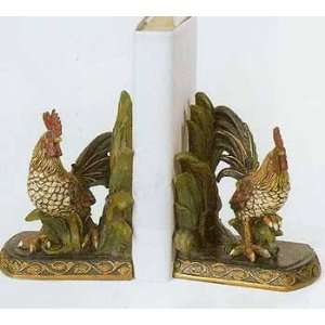    French Country Rooster Home Decor Bookends Pair