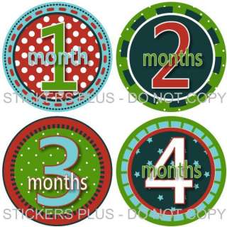 Monthly Onesie Baby Boy Stickers Fun Circles II Dots  
