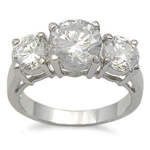   Stone CZ Rings   Sterling Silver Past Present Future CZ Ring Jewelry