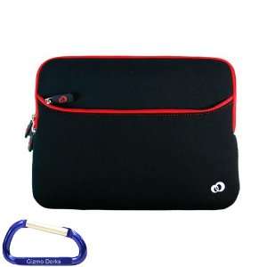 Premium Neoprene Dual Pocket Carrying Sleeve Case (Black with Red Trim 