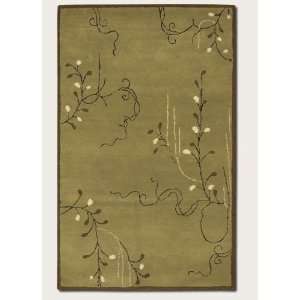  96 x 13 Area Rug Hand Crafted Floral Pattern in Sage 