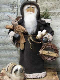 Primitive~ Olde 1897 German Style Santa~ Doll~Easter~sheep~TDIPT 