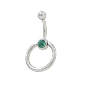    Door Knocker Belly Button Ring with Turquoise Cz Gem Jewelry