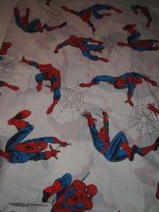 Vintage 80s Spider Man Bed Sheet Retro Super heroes Fabric Comic Hero 