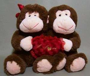 Love You Valentines Monkey Couple Plush Hugging Goffa  