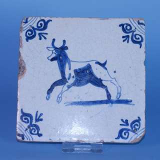 Dutch Delft 17th century tile Cow from Holland  