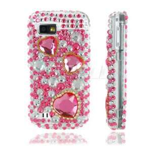  Ecell   NEW PINK HEARTS 3D CRYSTAL BLING CASE FOR SAMSUNG 