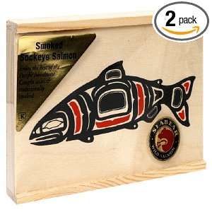 SeaBear Wood Box with Smoked Sockeye Salmon, 4 Ounce Units (Pack of 