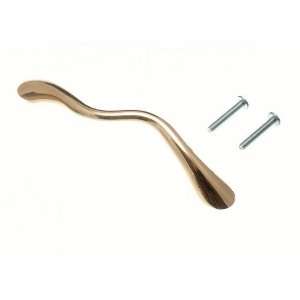 CUPBOARD DOOR PULL WAVE HANDLE BRASS PLATED 96MM WITH SCREWS ( pack of 