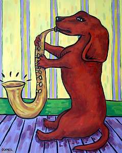 Dachshund playing saxophone 11oz. dog art coffee Mug  