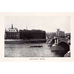  1905 Halftone Print Blackfriars Bridge River Thames London 