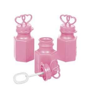  Pink Two Hearts Bubble Bottles   Novelty Toys & Bubbles 
