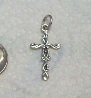 Sterling Silver Medium Small Dainty Decorated Cross Charm  