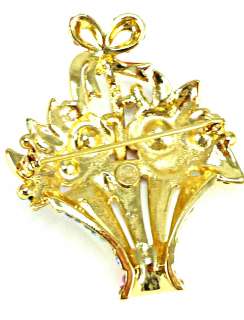 Butler & Wilson Gold & Crystal Multi Flower Basket Brooch