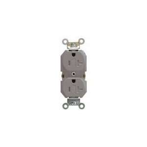  LEVITON TBR20 GY Receptacle,Dup,Std,5 20R,Tamper Res,GY 