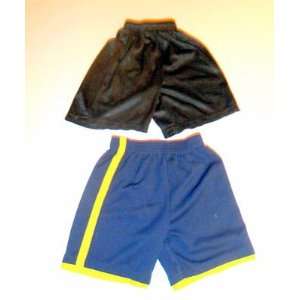  Black Polyester Lightweight Sports Shorts Pullstring Waist 