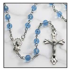  Blue Glass Beads Rosary, 6mm Beads 