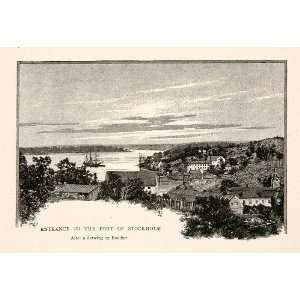  1894 Print Seaport Stockholm Sweden Island Baltic Scandinavian 