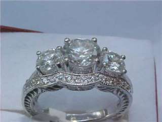 56Ct Estate Engagement Wedding Ring 2 Set Antique  