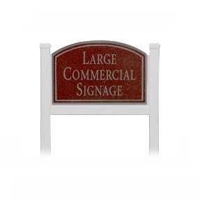  COMMERCIAL SIGN ARCH WHITE POST MOUNTED MAROON SIGN SILVER 