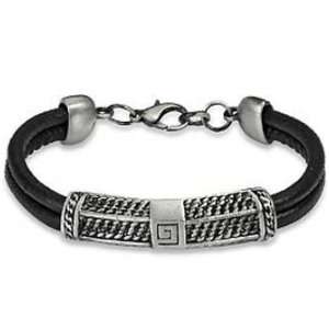  Black Double String Genuine Leather Bracelet With g Scaled 