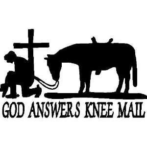 God Answers Knee Mail Cowboy Praying at the Cross with Horse Car Decal