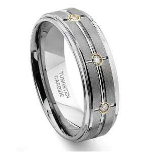  Tungsten Carbide Matrix Diamond Wedding Band Ring Sz 11.0 