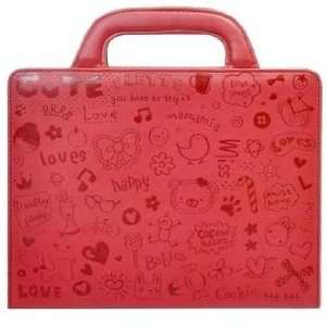  APPLE IPAD2 SOFT LEATHER CASE FAERIE w/handle RED 