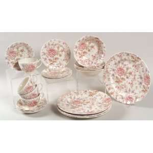  Pink 20 Piece Dinner Service Set, Made in England