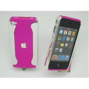  Apple iPhone 4 4G 4S Dual 2 Tone Chrome / Hot Pink Hard 