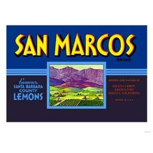 San Marcos Brand Lemons Premium Poster Print