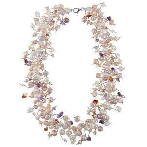  DaVonna Gemstone and Cultured Freshwater Pearl Necklace (5 
