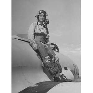  Captain Albert with Fell, Standing on the Wing of a Jet 