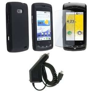  For LG Ally VS740 LCD + Black Rubber Hard Case + Charger 