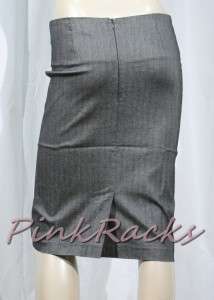 New Ruched 6 Button Detail Stretch Pencil Skirt Gray  