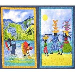  45 Wide Joyful Days Down By The Water Panel Blue Fabric 