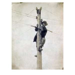  The Civil War. Worker Repairing Telegraph Line. Andrew 