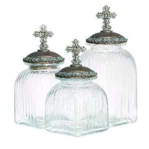    Set of Three Classy Decorative Glass Canisters