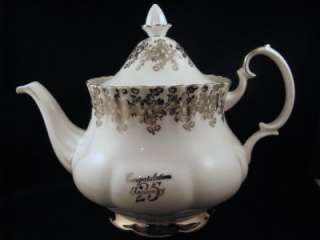 Royal Albert SILVER 25TH WEDDING ANNIVERSARY Large Teapot  