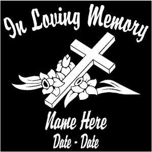 In Loving Memory Cross Personalized Decal/Sticker 5.5H  