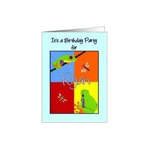  Birthday party invitation for Ryan   Colorful frogs bee 