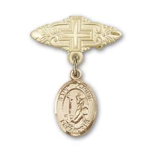 14kt Gold Baby Badge with St. Dominic de Guzman Charm and Badge Pin 